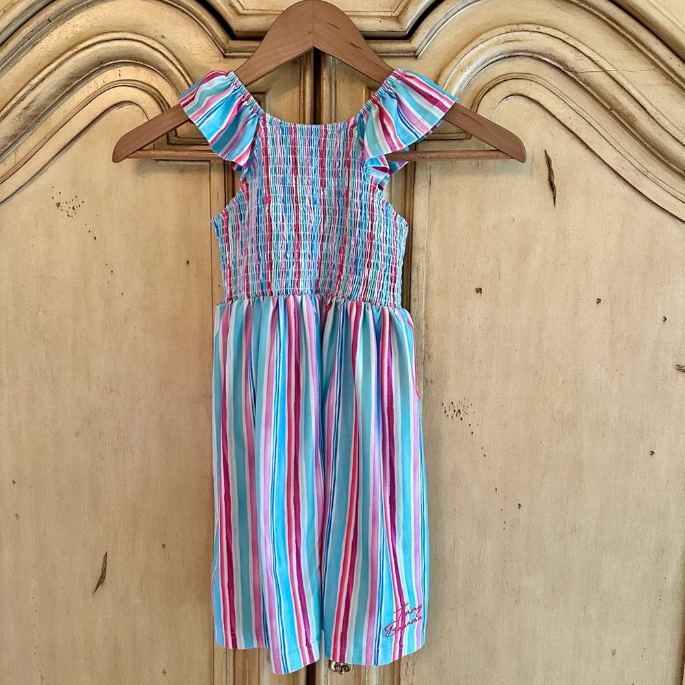 Tommy Bahama Girls Size 5 Casual Dress with Pink and Blue Stripes